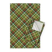 (small-scale) Green Diagonal Tartan // Christmas Plaid Collection