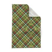 (small-scale) Green Diagonal Tartan // Christmas Plaid Collection