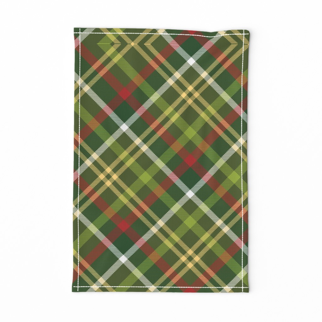 Green Diagonal Tartan // Christmas Plaid Collection