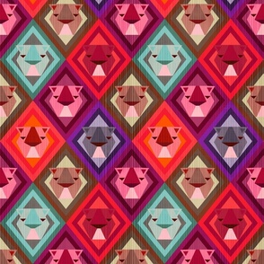 Kilim Lions in Magenta Shift - Small Scale