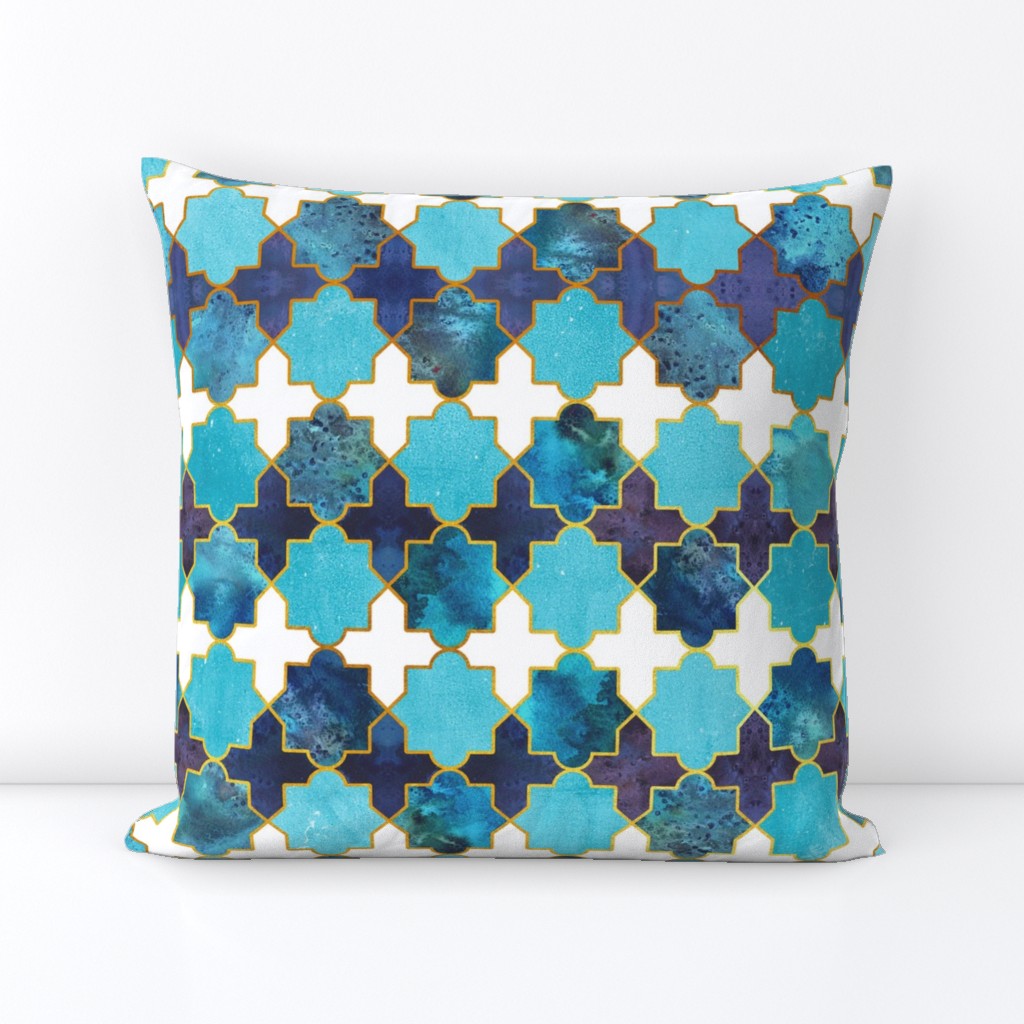 Normal scale // Moroccan tiles inspiration // turquoise blue golden lines