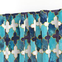 Normal scale // Moroccan tiles inspiration // turquoise blue golden lines