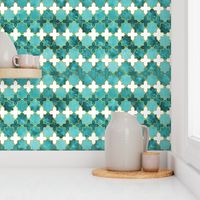 Normal scale // Moroccan tiles inspiration // green teal golden lines