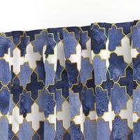 Normal scale // Moroccan tiles inspiration // indigo blue golden lines