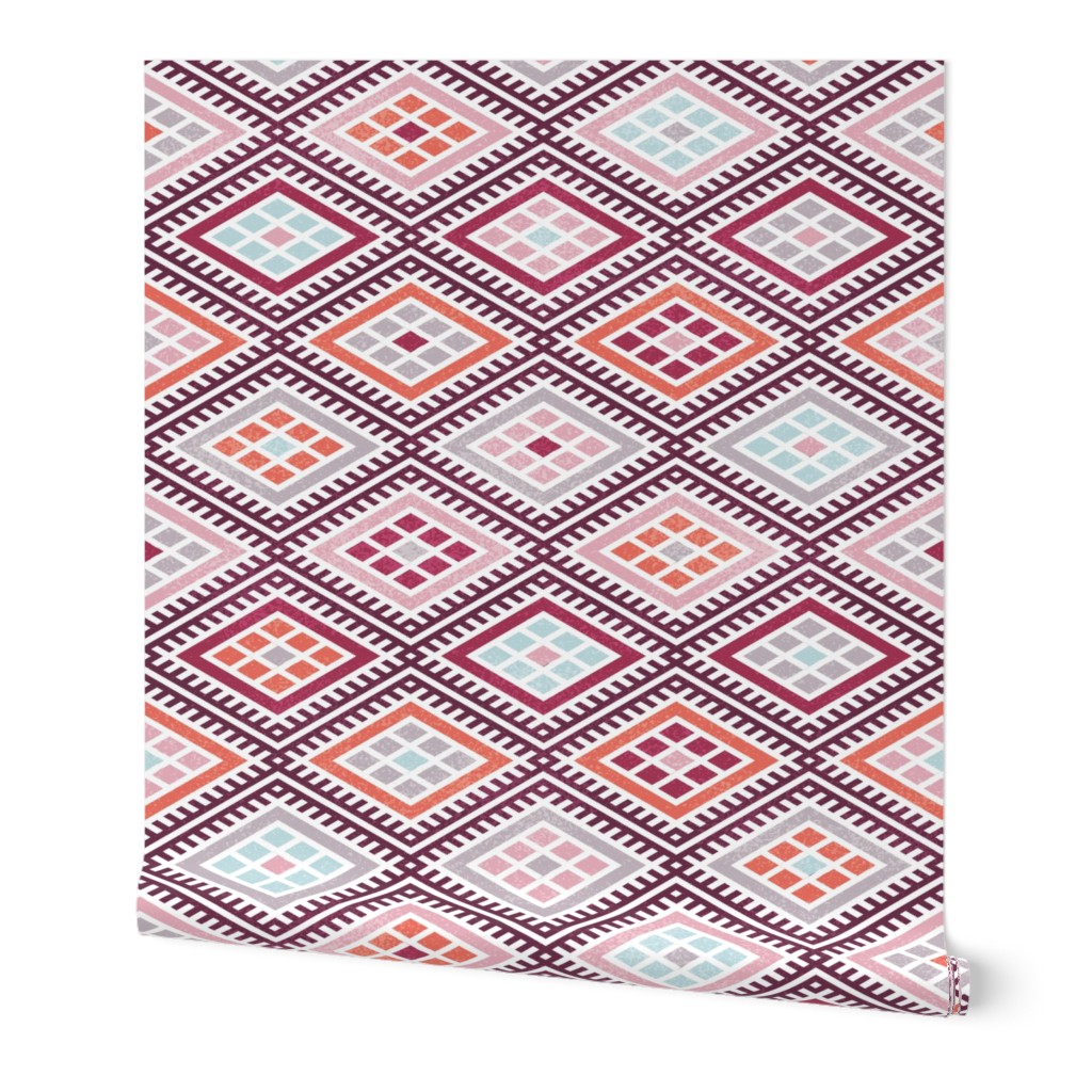 moroccon kilim bordeaux orange rose