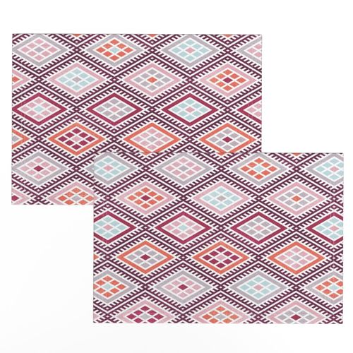 moroccon kilim bordeaux orange rose