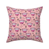 Little monkey friends inky arrows geometric animals design pink girls