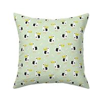 Sweet pelican birds and summer ocean fish design mint gender neutral