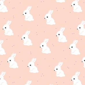 Sweet white bunny confetti easter party spring summer design for kids pastel peach