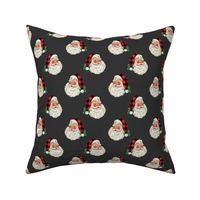 Buffalo Plaid Vintage Santa 2.4" Tall on Charcoal Gray