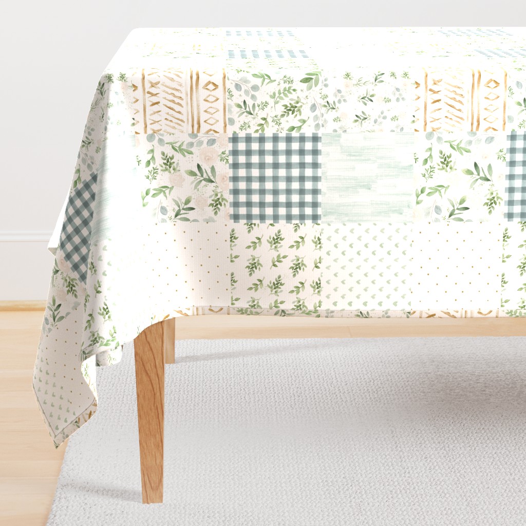 Boho Eucalyptus Whole Cloth // Cheater Quilt