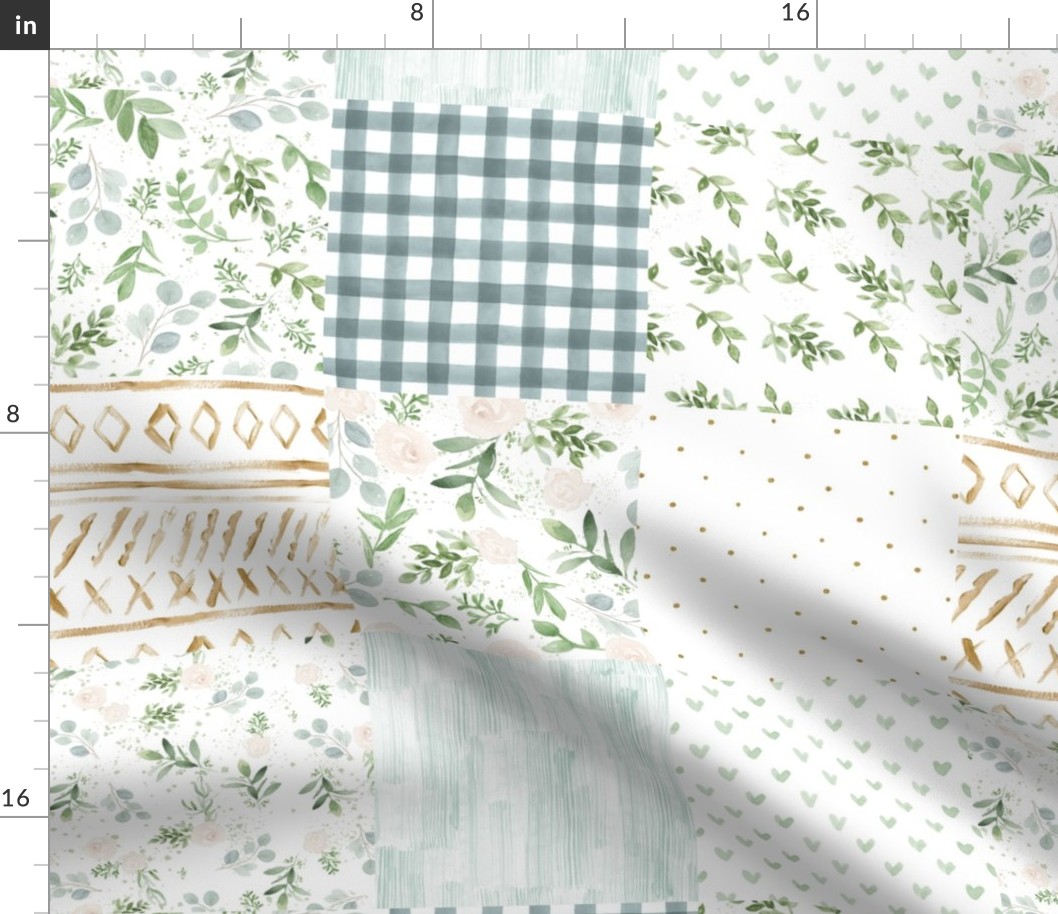 Boho Eucalyptus Whole Cloth // Cheater Quilt