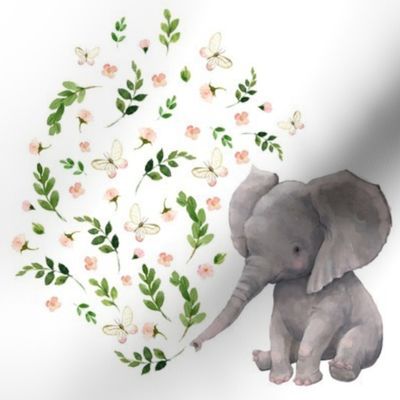 8" FLORAL BABY ELEPHANT VERSION 2