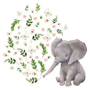 8" FLORAL BABY ELEPHANT VERSION 2