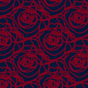 Scribbled Roses (#81001e on Navy)