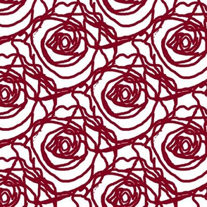 Scribbled Roses (#81001e on white)