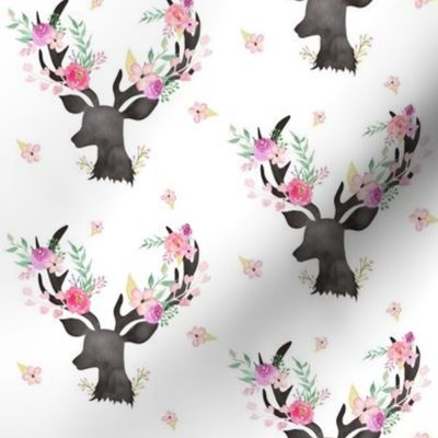 Deer Pink Floral Antlers - Baby Bedding Sheets Blankets Ginger Lous