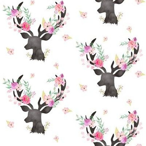 Deer Pink Floral Antlers - Baby Bedding Sheets Blankets Ginger Lous