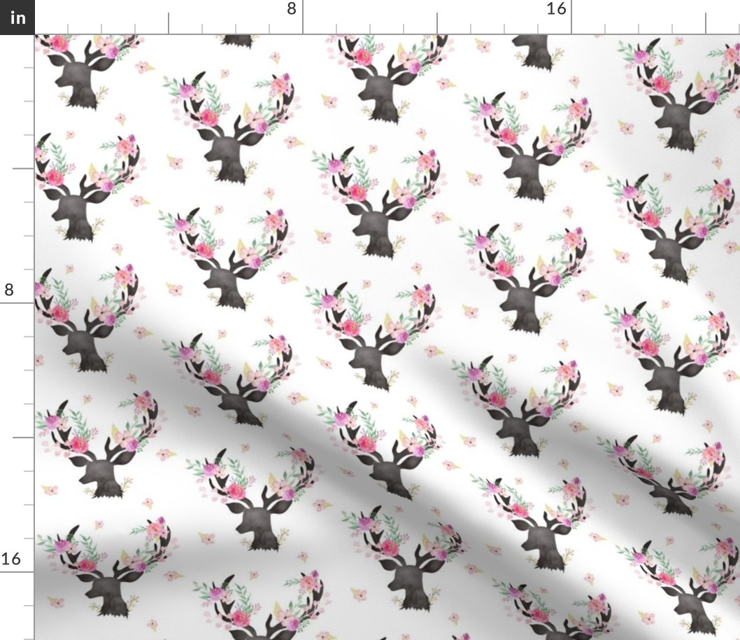 Deer Pink Floral Antlers - Baby Bedding Sheets Blankets Ginger Lous