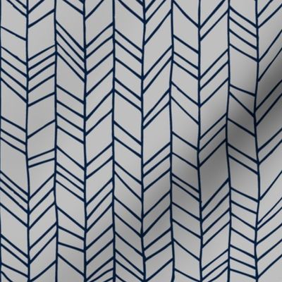 Navy + Grey Crazy Chevron Herringbone Gray Hand Drawn Geometric Pattern GingerLous