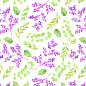 Flowering Buds - Spring Floral Lilac Purple Flowers Green Leaves Baby Girl Nursery GingerLous