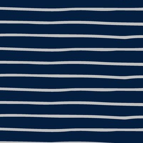 Navy + Grey Stripes - Hand Drawn Geometric Shapes Baby Nursery Kids Children GingerLous