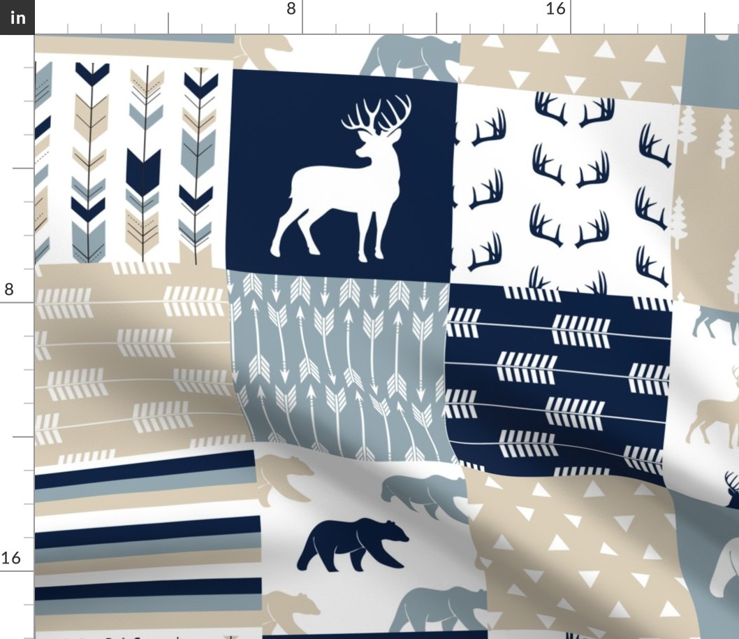 Rustic woods patchwork  - buck and bear woodland fabric