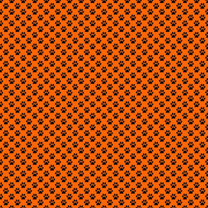 Orange with Black Paw Print