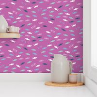 Arctic Fish - pink, white and navy on raspberry