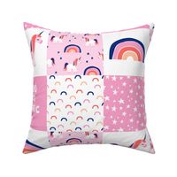 Unicorn patchwork  - pink and blue