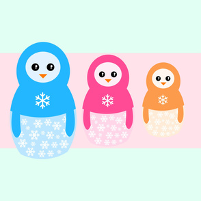 Winter matrioshka candy penguins