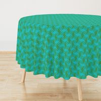 trellis in aqua and green 