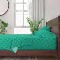 trellis in aqua and green 