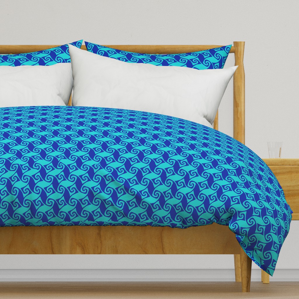 trellis in aqua and blue