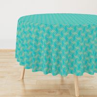 trellis in aqua and sea green