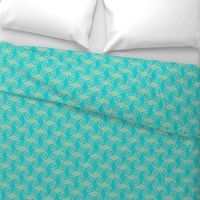 trellis in aqua and sea green