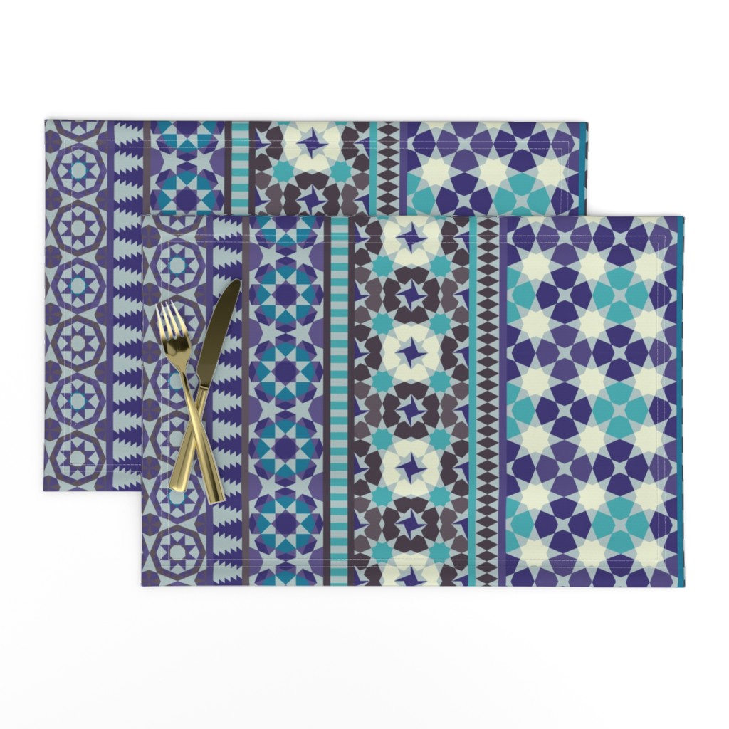 Alhambra Tessellations - Violet, grey, aqua and cream