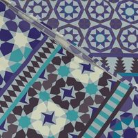 Alhambra Tessellations - Violet, grey, aqua and cream