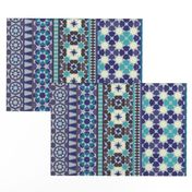 Alhambra Tessellations - Violet, grey, aqua and cream