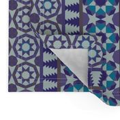 Alhambra Tessellations - Violet, grey, aqua and cream