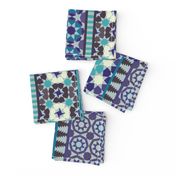 Alhambra Tessellations - Violet, grey, aqua and cream