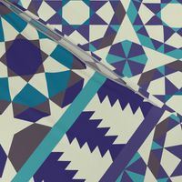 Islamic borders - Turquoise, blue and grey on white - Vertical, large scale