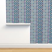 Islamic borders - Turquoise, blue and grey on white - Vertical, large scale