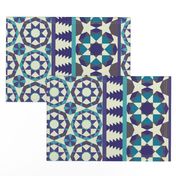 Islamic borders - Turquoise, blue and grey on white - Vertical, large scale