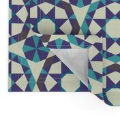 Islamic borders - Turquoise, blue and grey on white - Vertical, large scale