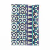 Islamic borders - Turquoise, blue and grey on white - Vertical, large scale