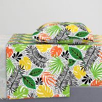 Palm Tree Tropical Summer Orange Yellow Green Black and White Geometric Pattern