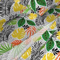 Palm Tree Tropical Summer Orange Yellow Green Black and White Geometric Pattern