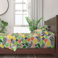 Palm Tree Tropical Summer Orange Yellow Green Black and White Geometric Pattern