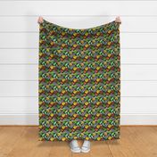 Palm Tree Tropical Summer Orange Yellow Green Black and White Geometric Pattern